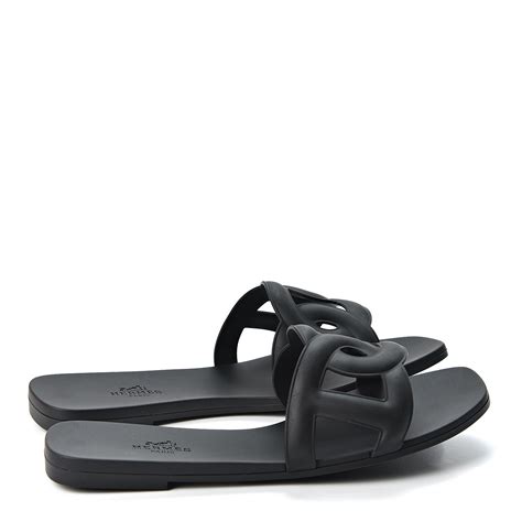 hermes rubber aloha sandals 39 black|hermes look alike sandals.